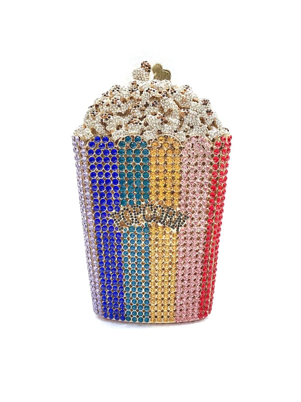 Embellished Popcorn Clutch in Multicolor Crystal